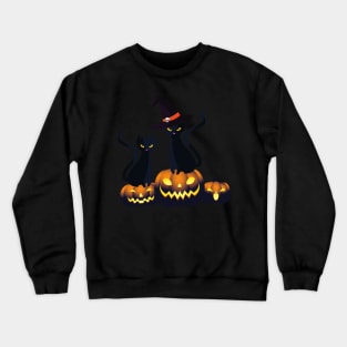 Halloween Spooky Pumpkins Black Cat and Happy Fall Season Autumn Vibes Crewneck Sweatshirt